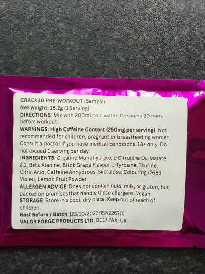CRACK3D Pre-Workout | 3 or 5 Serving Sample Pack